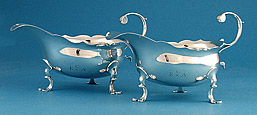 Pair George II Silver Sauceboats, RGA